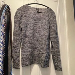 H&M Sweater Men’s Small White Black Knit Casual Crew Neck Modern Fashion Cotton